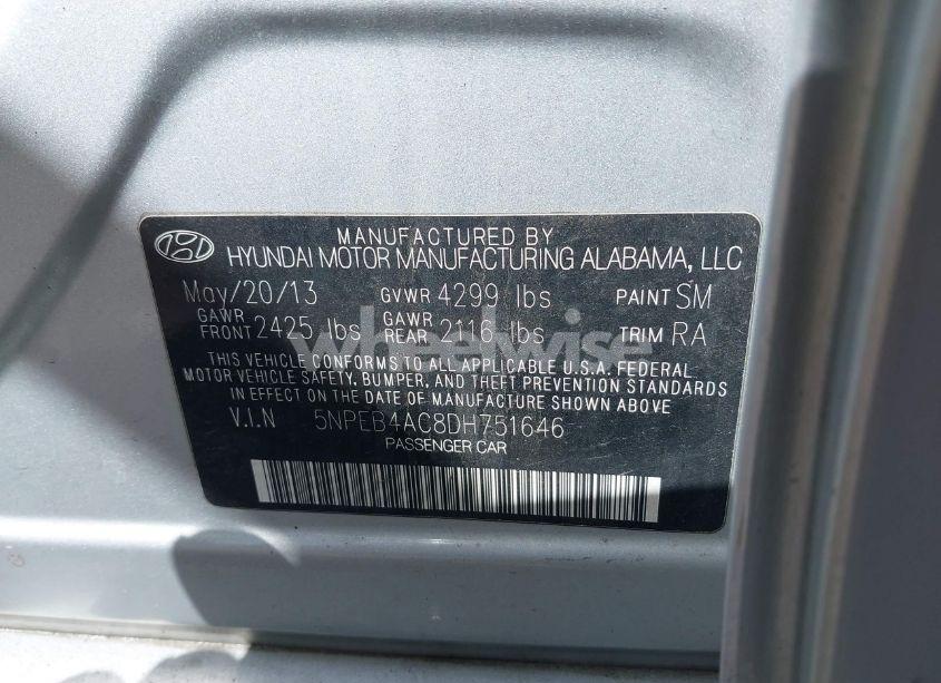 Photo 9 of 2013 Hyundai Sonata GLS (VIN 5NPEB4AC8DH751646)