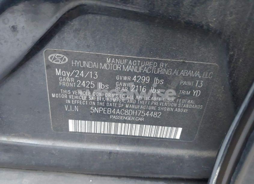 Photo 9 of 2013 Hyundai Sonata GLS (VIN 5NPEB4AC8DH754482)