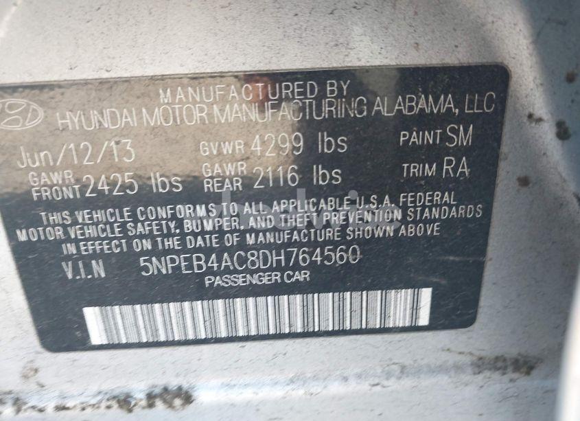Photo 9 of 2013 Hyundai Sonata GLS (VIN 5NPEB4AC8DH764560)