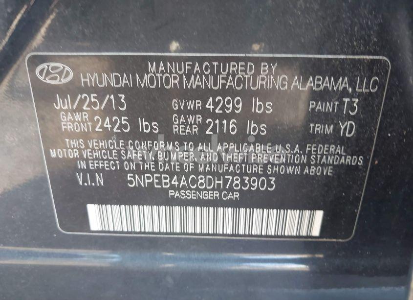 Photo 9 of 2013 Hyundai Sonata GLS (VIN 5NPEB4AC8DH783903)