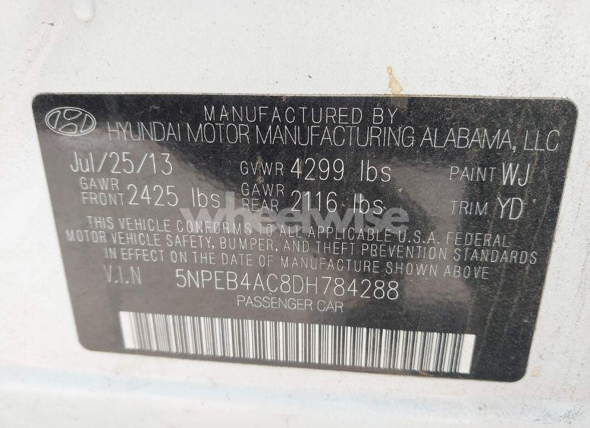 Photo 9 of 2013 Hyundai Sonata GLS (VIN 5NPEB4AC8DH784288)