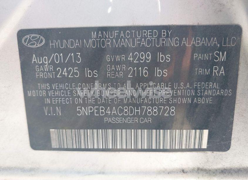 Photo 9 of 2013 Hyundai Sonata GLS (VIN 5NPEB4AC8DH788728)
