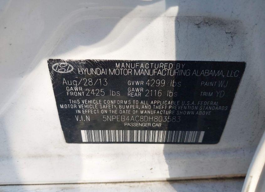 Photo 9 of 2013 Hyundai Sonata GLS (VIN 5NPEB4AC8DH803583)