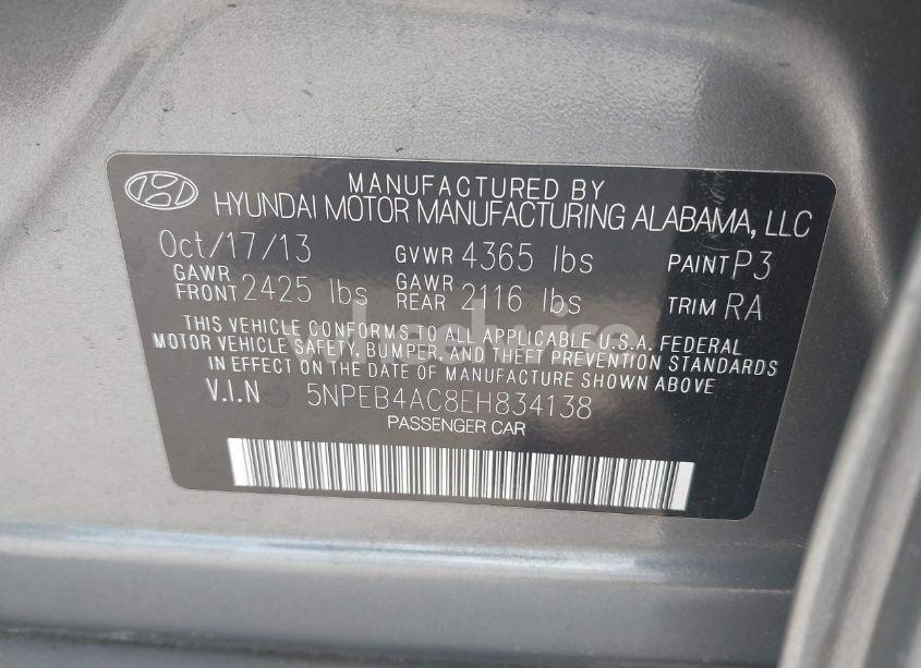 Photo 9 of 2014 Hyundai Sonata GLS (VIN 5NPEB4AC8EH834138)