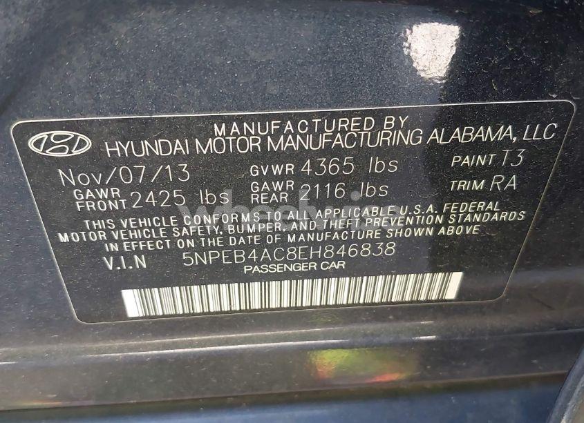 Photo 9 of 2014 Hyundai Sonata GLS (VIN 5NPEB4AC8EH846838)