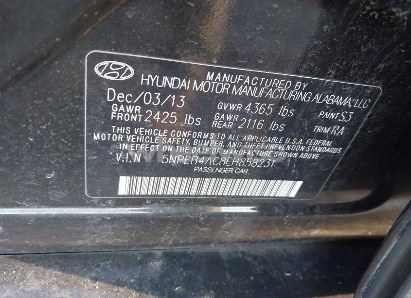 Photo 9 of 2014 Hyundai Sonata GLS (VIN 5NPEB4AC8EH858231)
