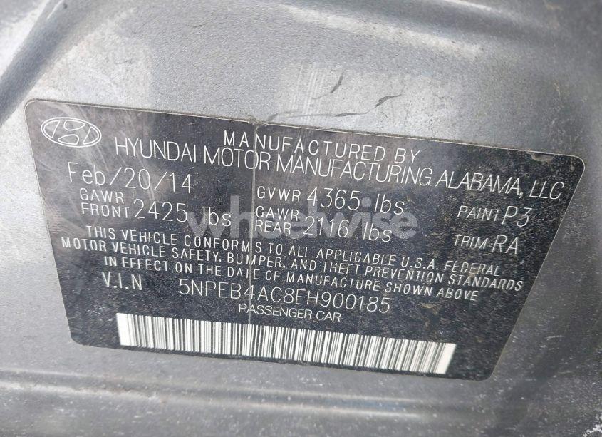 Photo 9 of 2014 Hyundai Sonata GLS (VIN 5NPEB4AC8EH900185)