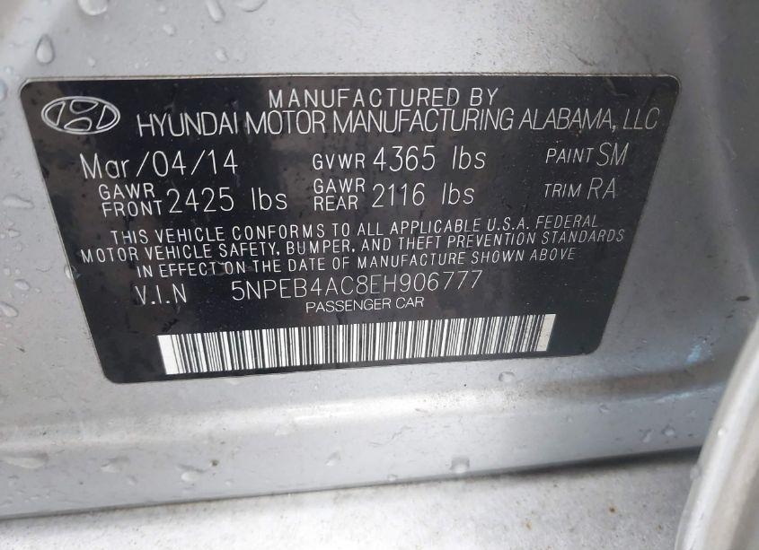 Photo 9 of 2014 Hyundai Sonata GLS (VIN 5NPEB4AC8EH906777)