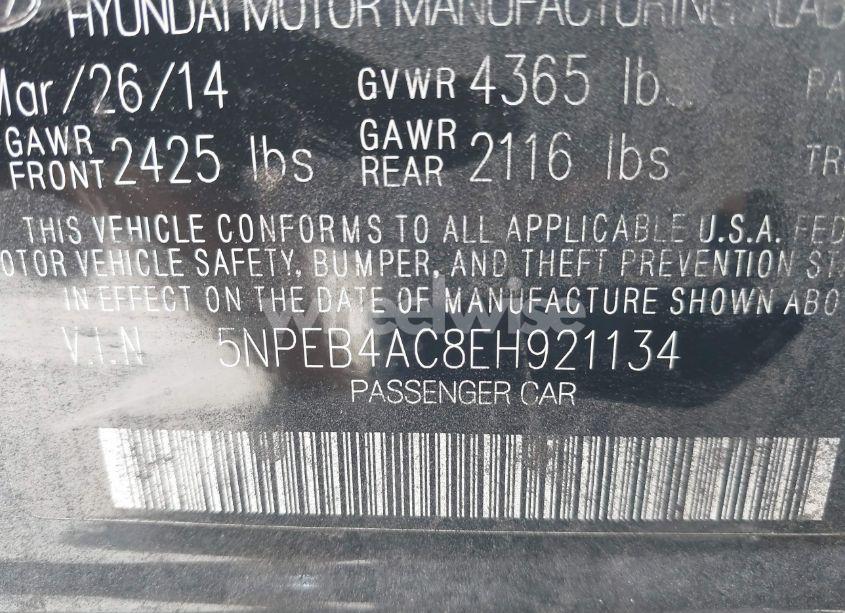 Photo 9 of 2014 Hyundai Sonata GLS (VIN 5NPEB4AC8EH921134)