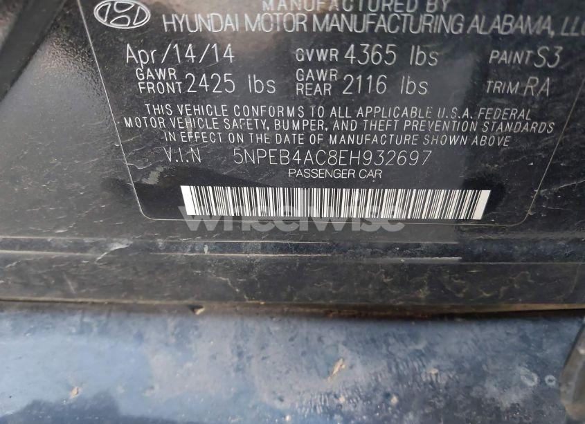 Photo 9 of 2014 Hyundai Sonata GLS (VIN 5NPEB4AC8EH932697)