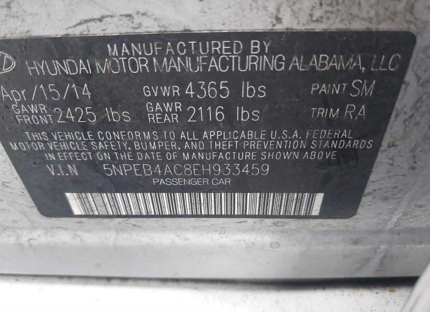 Photo 9 of 2014 Hyundai Sonata GLS (VIN 5NPEB4AC8EH933459)