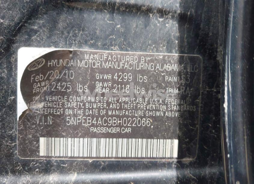 Photo 9 of 2011 Hyundai Sonata GLS (VIN 5NPEB4AC9BH022066)