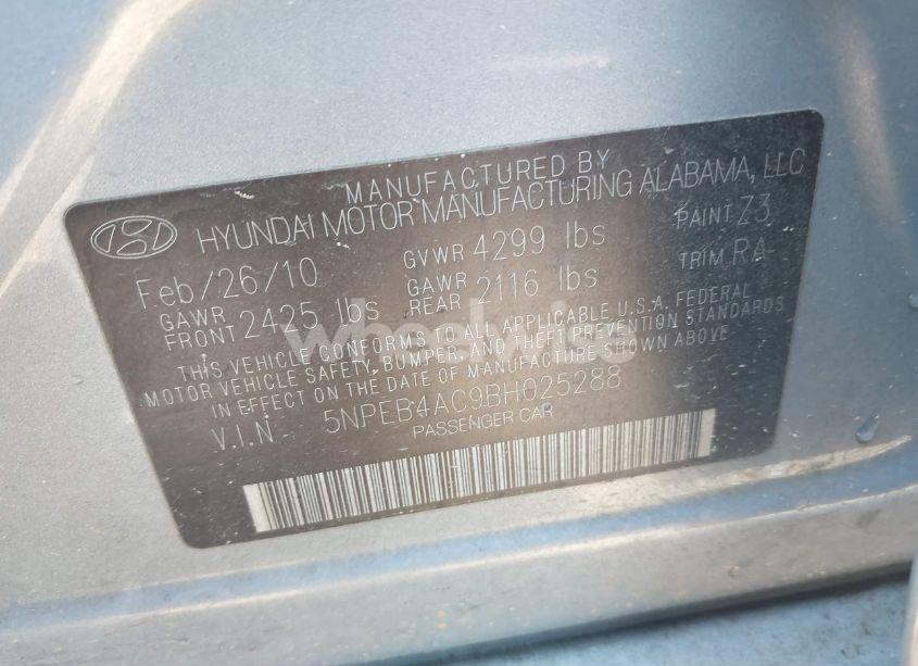 Photo 9 of 2011 Hyundai Sonata GLS (VIN 5NPEB4AC9BH025288)