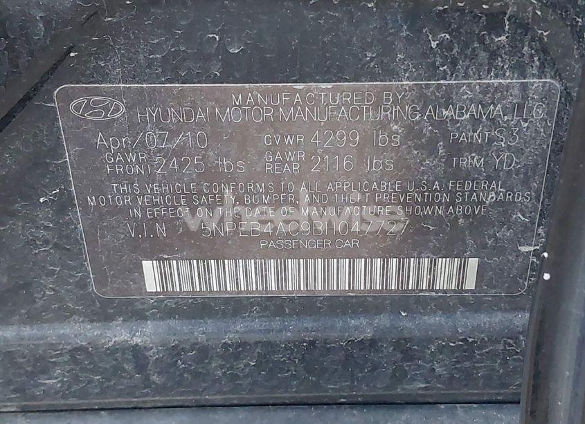 Photo 9 of 2011 Hyundai Sonata GLS (VIN 5NPEB4AC9BH047727)