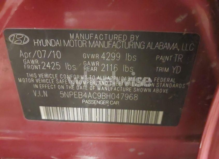 Photo 9 of 2011 Hyundai Sonata GLS (VIN 5NPEB4AC9BH047968)