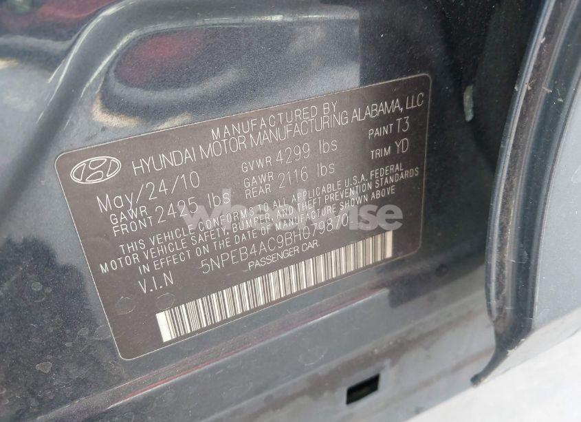 Photo 9 of 2011 Hyundai Sonata GLS (VIN 5NPEB4AC9BH079870)