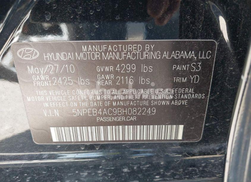 Photo 9 of 2011 Hyundai Sonata GLS (VIN 5NPEB4AC9BH082249)