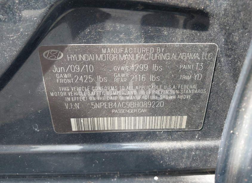 Photo 9 of 2011 Hyundai Sonata GLS (VIN 5NPEB4AC9BH089220)