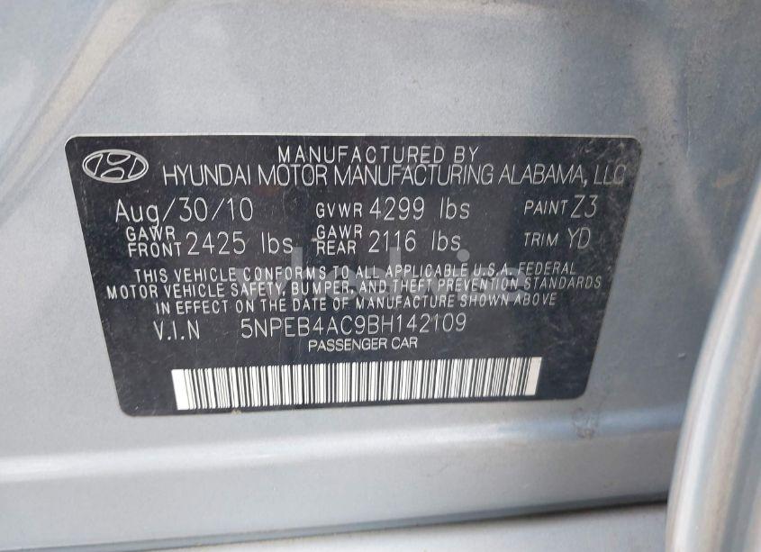 Photo 9 of 2011 Hyundai Sonata GLS (VIN 5NPEB4AC9BH142109)