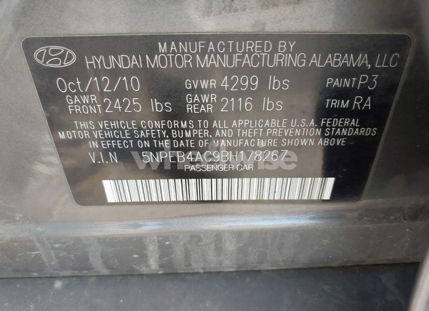 Photo 9 of 2011 Hyundai Sonata GLS (VIN 5NPEB4AC9BH178267)