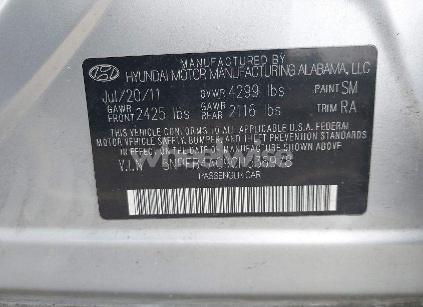 Photo 9 of 2012 Hyundai Sonata GLS (VIN 5NPEB4AC9CH336978)