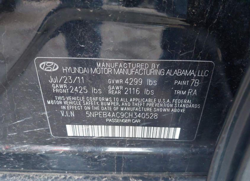 Photo 9 of 2012 Hyundai Sonata GLS (VIN 5NPEB4AC9CH340528)