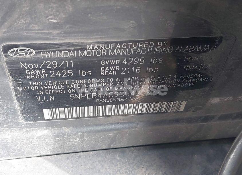 Photo 9 of 2012 Hyundai Sonata GLS (VIN 5NPEB4AC9CH427877)