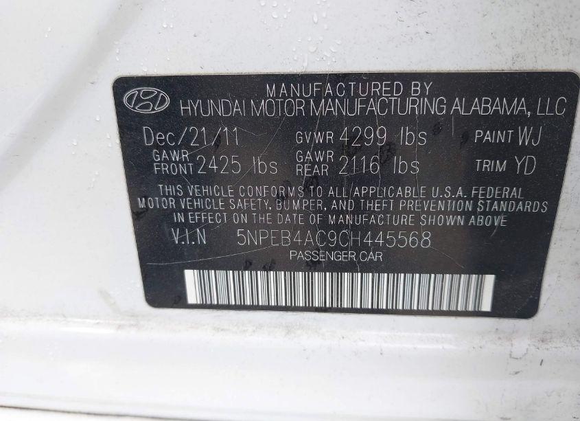 Photo 9 of 2012 Hyundai Sonata GLS (VIN 5NPEB4AC9CH445568)