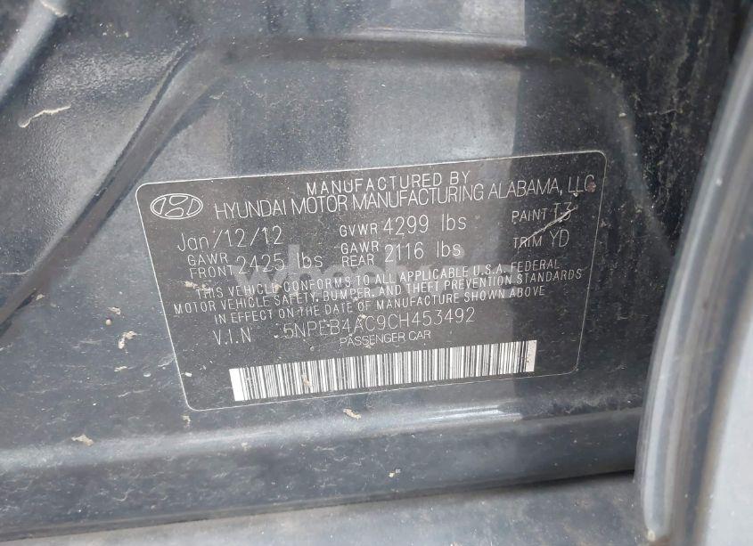 Photo 9 of 2012 Hyundai Sonata GLS (VIN 5NPEB4AC9CH453492)