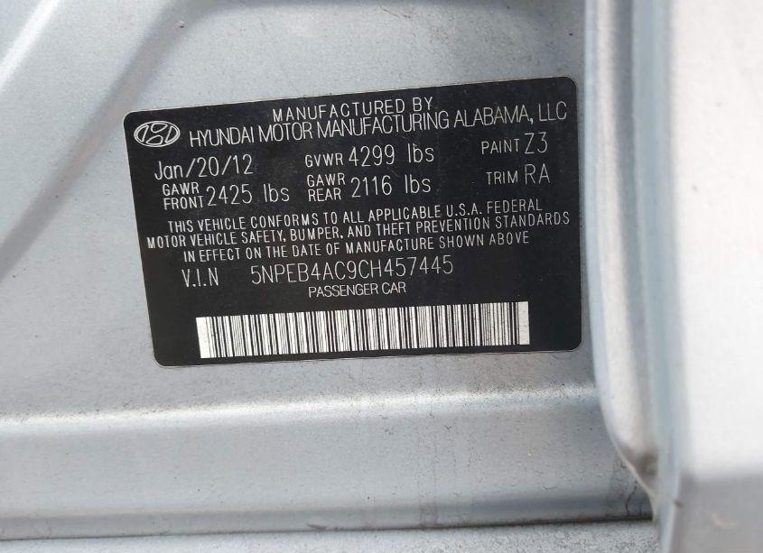 Photo 9 of 2012 Hyundai Sonata GLS (VIN 5NPEB4AC9CH457445)