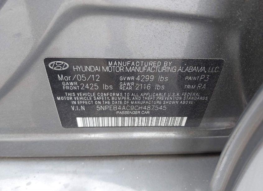 Photo 9 of 2012 Hyundai Sonata GLS (VIN 5NPEB4AC9CH487545)