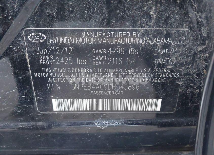 Photo 9 of 2013 Hyundai Sonata GLS (VIN 5NPEB4AC9DH545896)