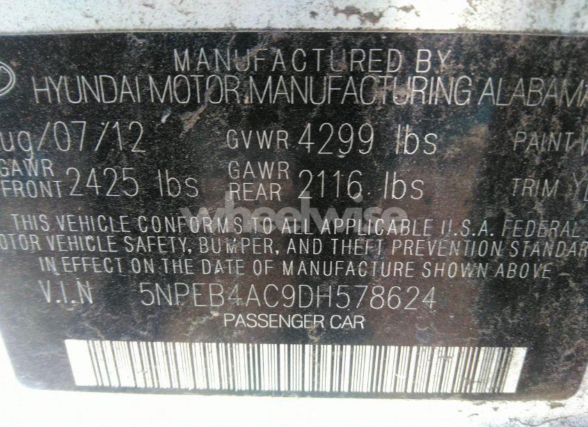 Photo 9 of 2013 Hyundai Sonata GLS (VIN 5NPEB4AC9DH578624)