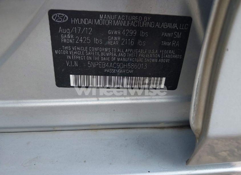 Photo 9 of 2013 Hyundai Sonata GLS (VIN 5NPEB4AC9DH586013)