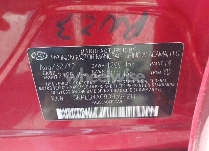 Photo 9 of 2013 Hyundai Sonata GLS (VIN 5NPEB4AC9DH594211)