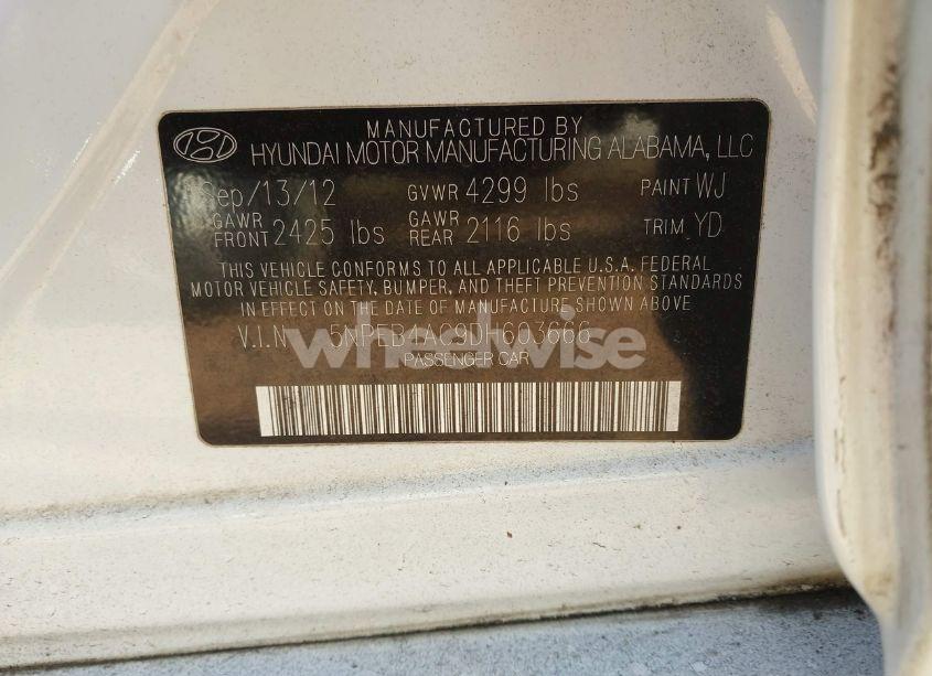 Photo 9 of 2013 Hyundai Sonata GLS (VIN 5NPEB4AC9DH603666)