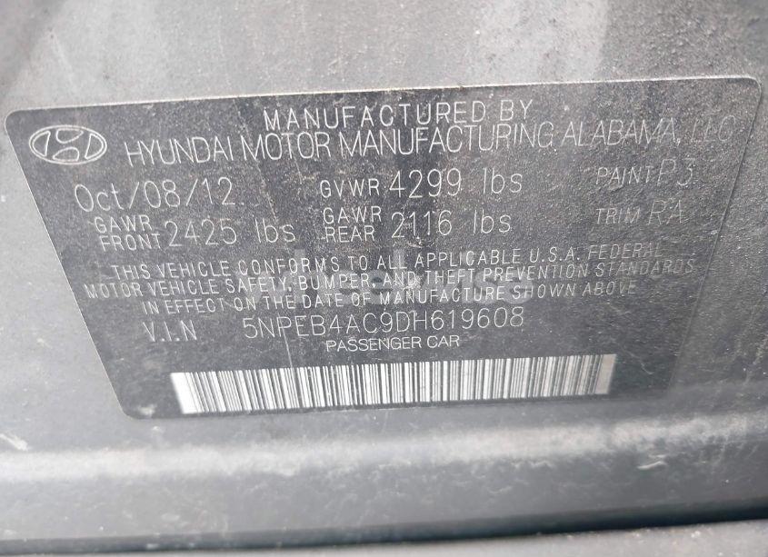 Photo 9 of 2013 Hyundai Sonata GLS (VIN 5NPEB4AC9DH619608)