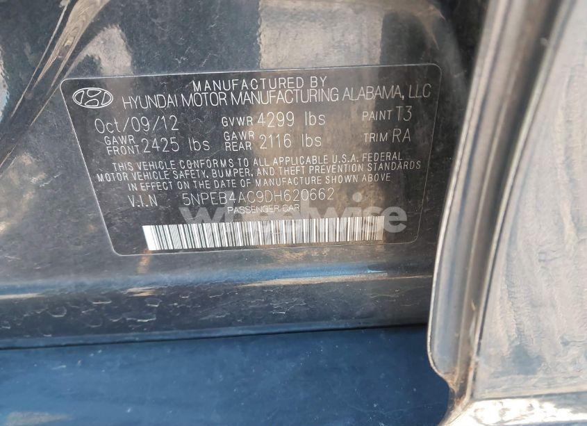 Photo 9 of 2013 Hyundai Sonata GLS (VIN 5NPEB4AC9DH620662)