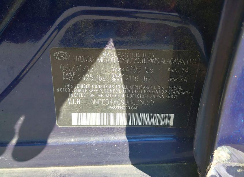 Photo 9 of 2013 Hyundai Sonata GLS (VIN 5NPEB4AC9DH635050)