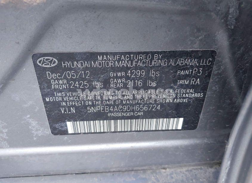 Photo 9 of 2013 Hyundai Sonata GLS (VIN 5NPEB4AC9DH656724)