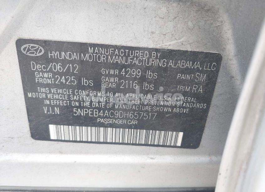 Photo 9 of 2013 Hyundai Sonata GLS (VIN 5NPEB4AC9DH657517)