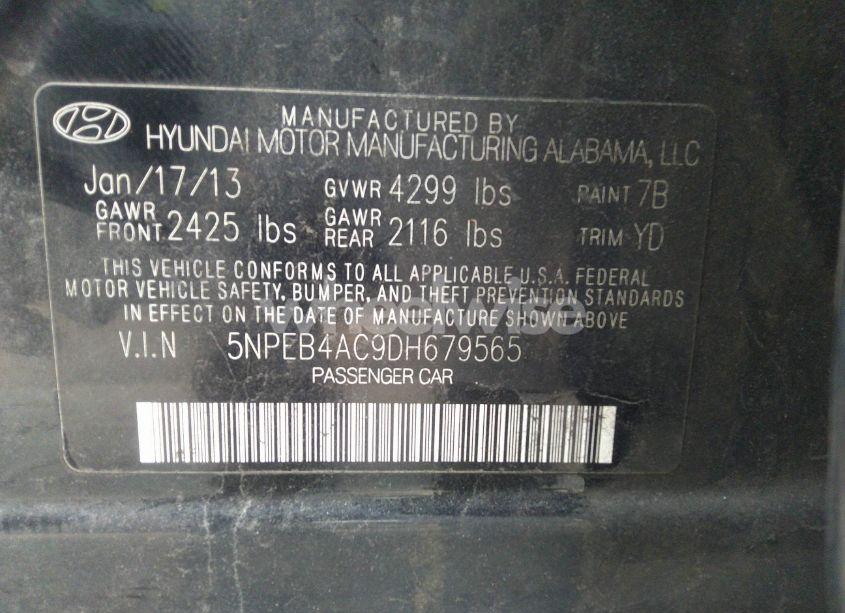 Photo 9 of 2013 Hyundai Sonata GLS (VIN 5NPEB4AC9DH679565)