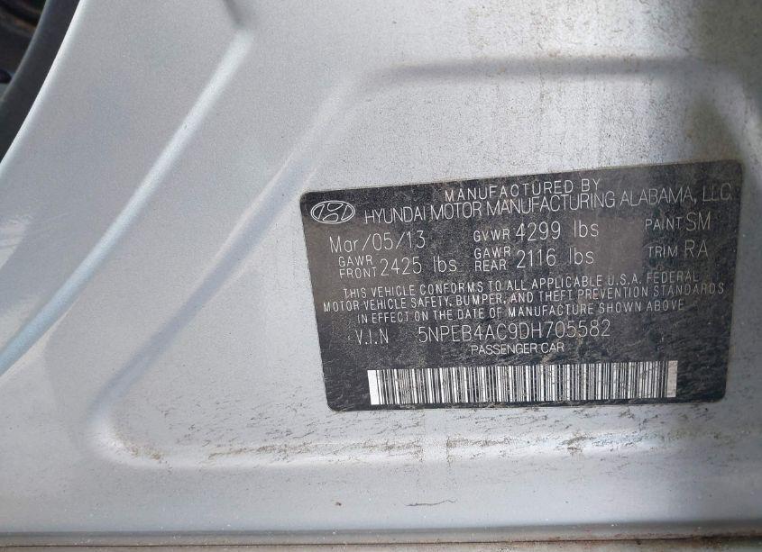 Photo 9 of 2013 Hyundai Sonata GLS (VIN 5NPEB4AC9DH705582)
