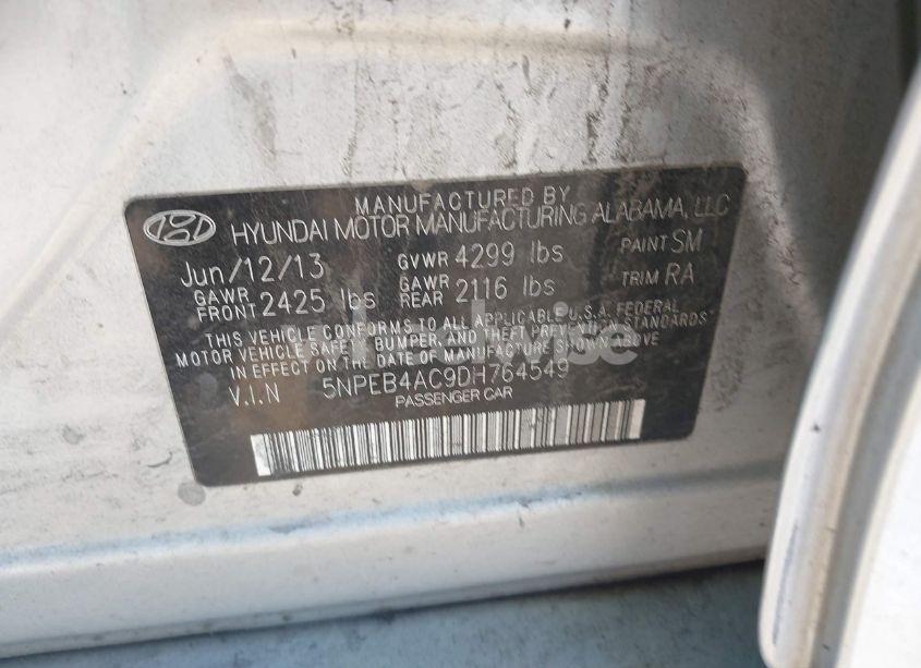 Photo 9 of 2013 Hyundai Sonata GLS (VIN 5NPEB4AC9DH764549)