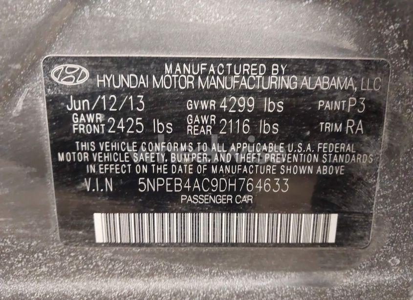 Photo 9 of 2013 Hyundai Sonata GLS (VIN 5NPEB4AC9DH764633)