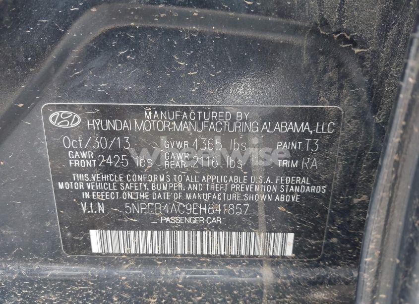 Photo 9 of 2014 Hyundai Sonata GLS (VIN 5NPEB4AC9EH841857)