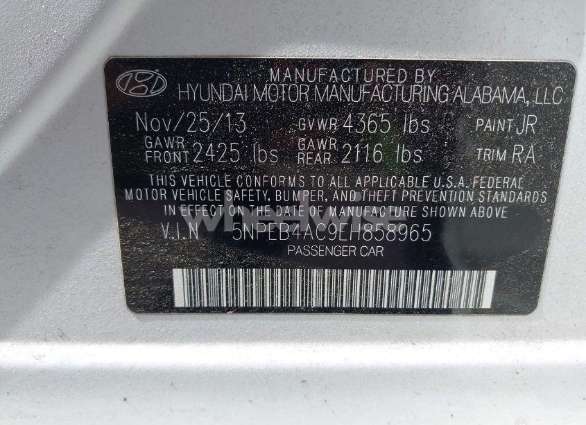 Photo 9 of 2014 Hyundai Sonata GLS (VIN 5NPEB4AC9EH858965)
