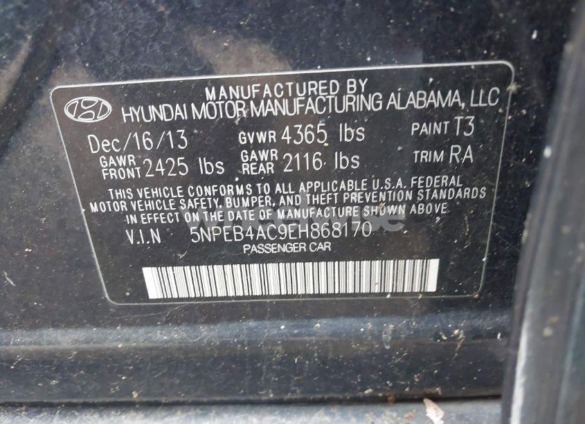 Photo 9 of 2014 Hyundai Sonata GLS (VIN 5NPEB4AC9EH868170)