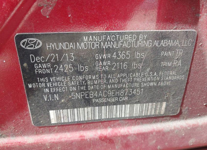 Photo 9 of 2014 Hyundai Sonata GLS (VIN 5NPEB4AC9EH873451)