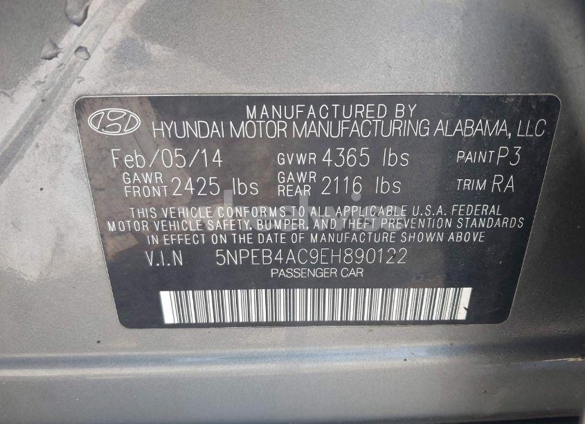 Photo 9 of 2014 Hyundai Sonata GLS (VIN 5NPEB4AC9EH890122)